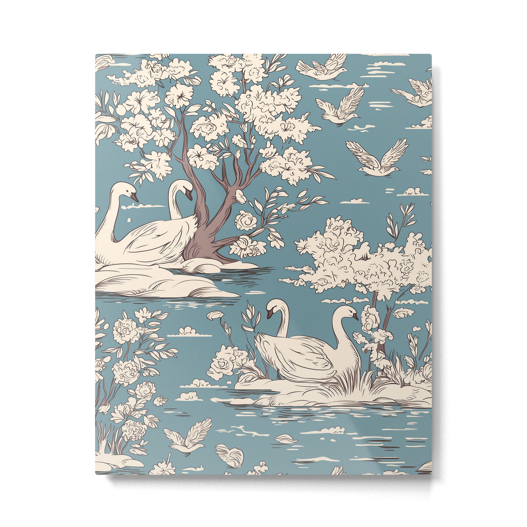 Elegant Swans in Bloom Metal Print Gallery Image 6