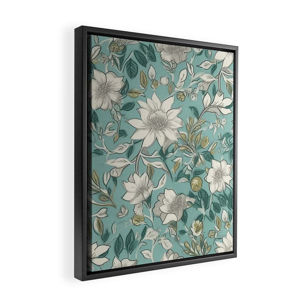 Elegant Vintage Floral Pattern Framed Canvas Print Gallery Image 2