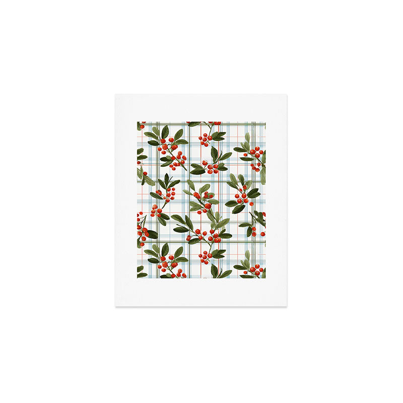 Festive Berries on Tartan Art Print Gallery Image 1