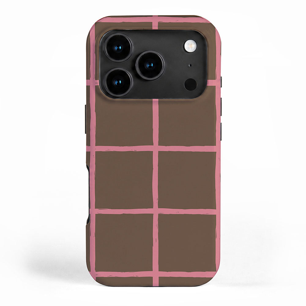 Flamingo Plume Grid Pattern iPhone Case Gallery Image 1