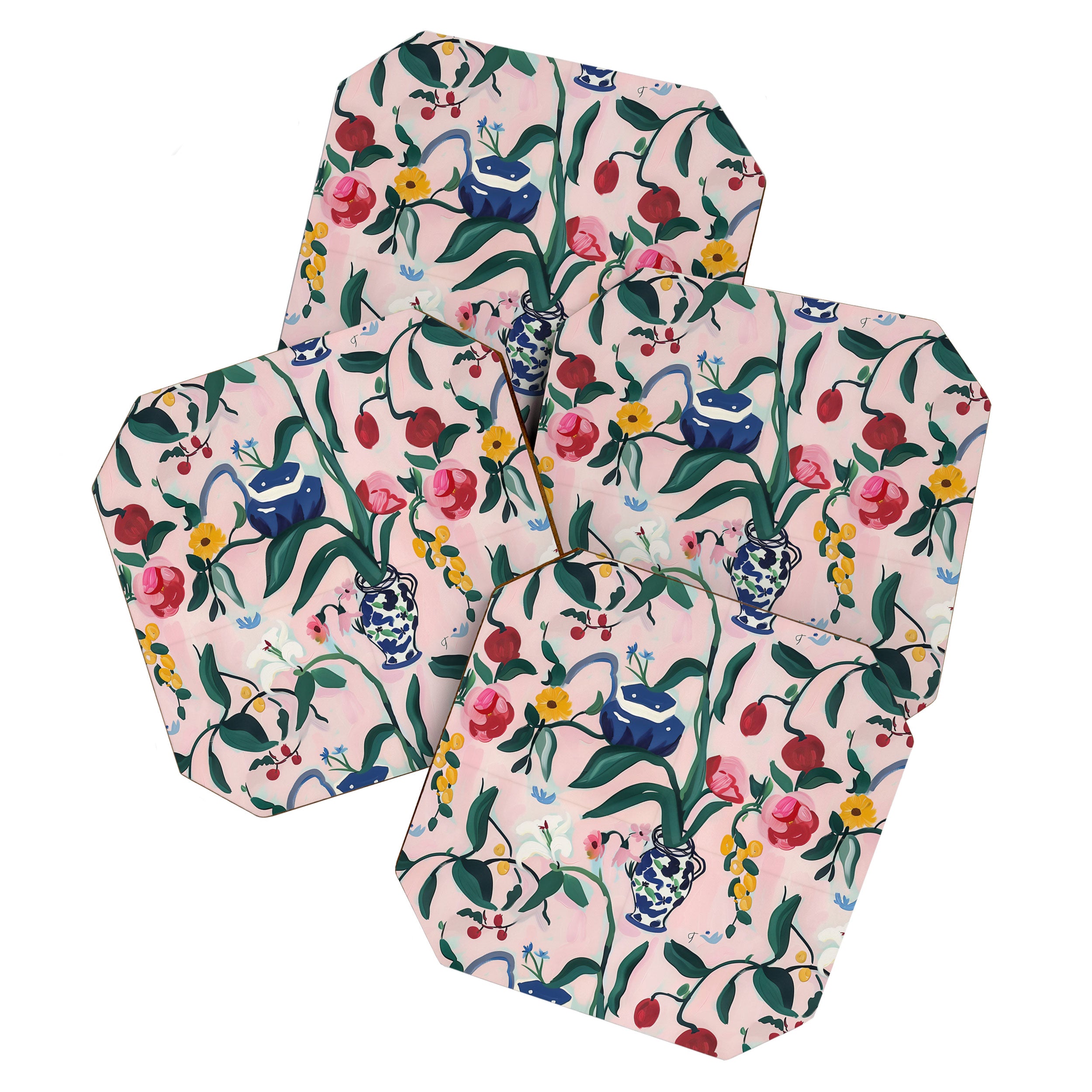 Floral Whimsy on Blush Coaster Gallery Image 1