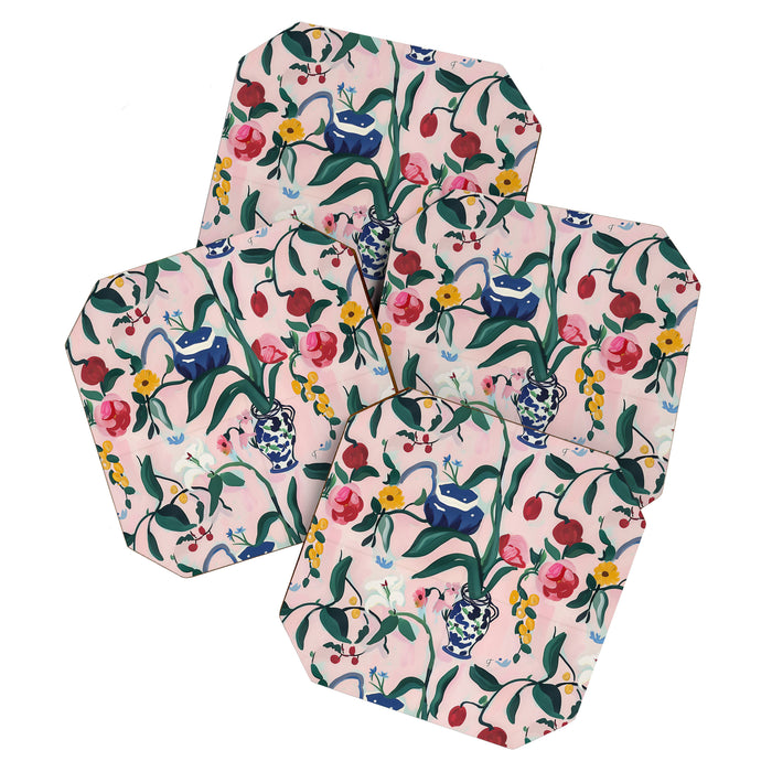 Floral Whimsy on Blush Coaster Gallery Image 1