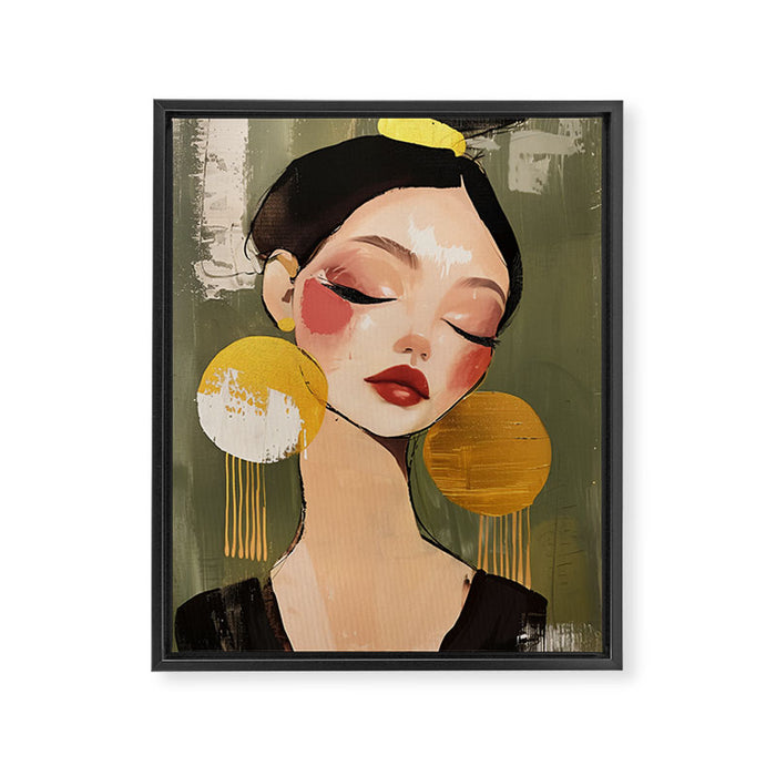 Golden Silence Modern Muse Framed Canvas Print Gallery Image 1