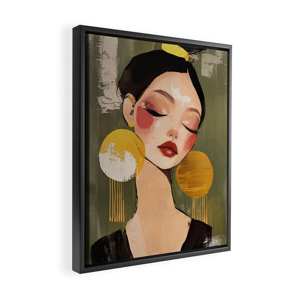 Golden Silence Modern Muse Framed Canvas Print Gallery Image 2