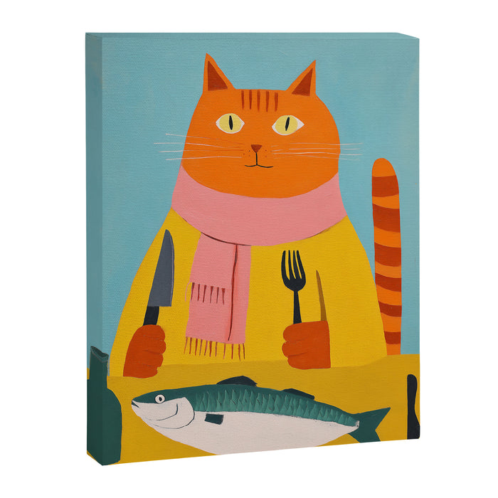 Hungry Cats Fish Feast Canvas Print Gallery Image 1