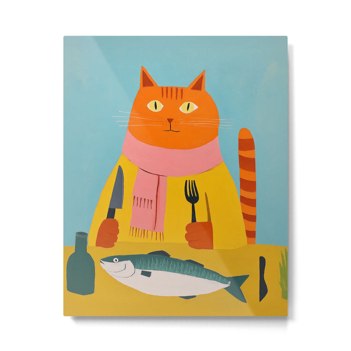 Hungry Cats Fish Feast Metal Print Gallery Image 1