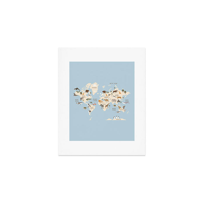 Illustrated Animal World Map Art Print Gallery Image 1