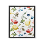 Lemon Berries and Cherries Watercolor Pattern Framed Canvas Print Gallery Image 8