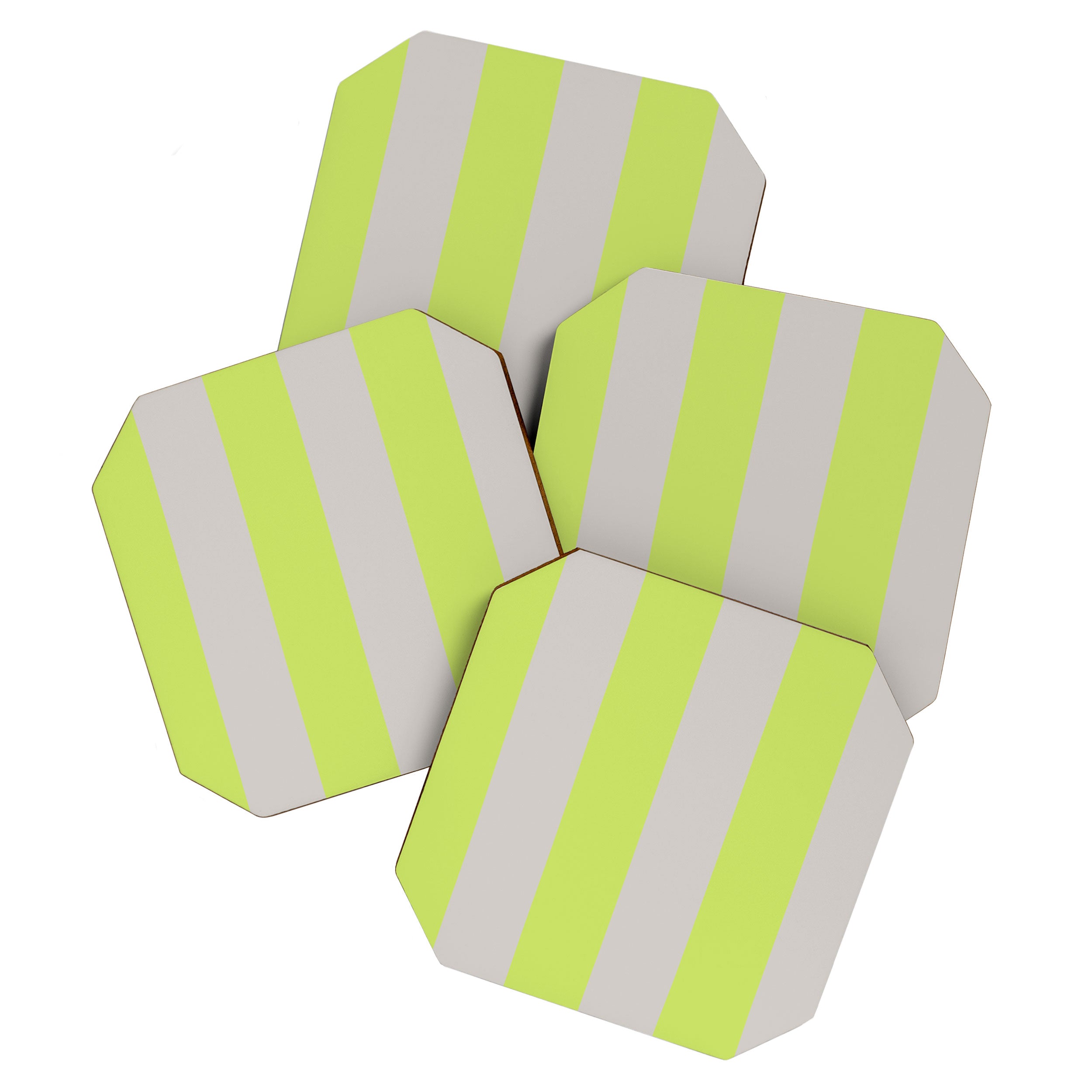 Lime and Chiffon Stripes Coaster Gallery Image 1