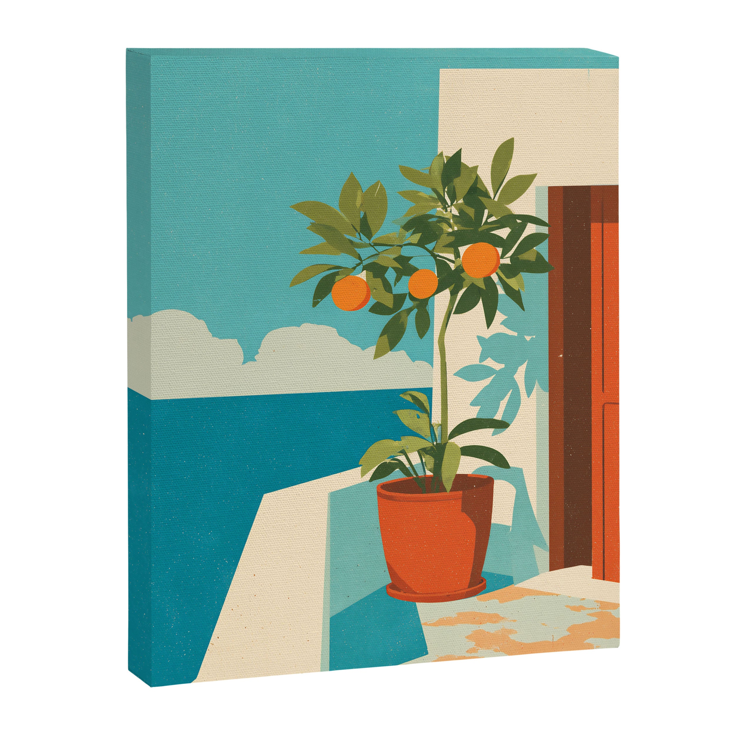 Mediterranean Balcony Orange Tree Canvas Print Gallery Image 8