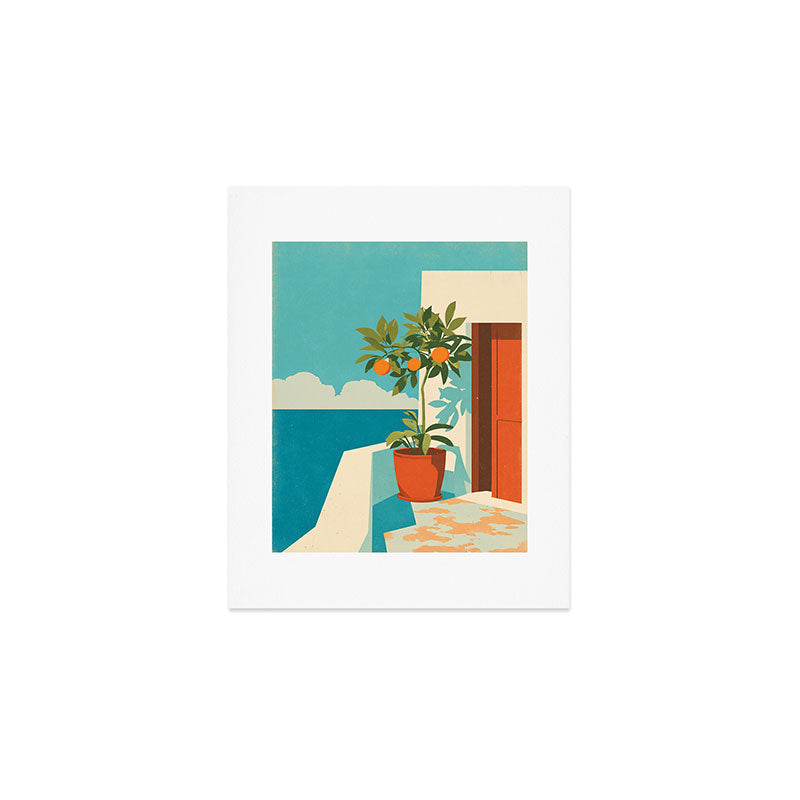 Mediterranean Balcony Orange Tree Art Print Gallery Image 1