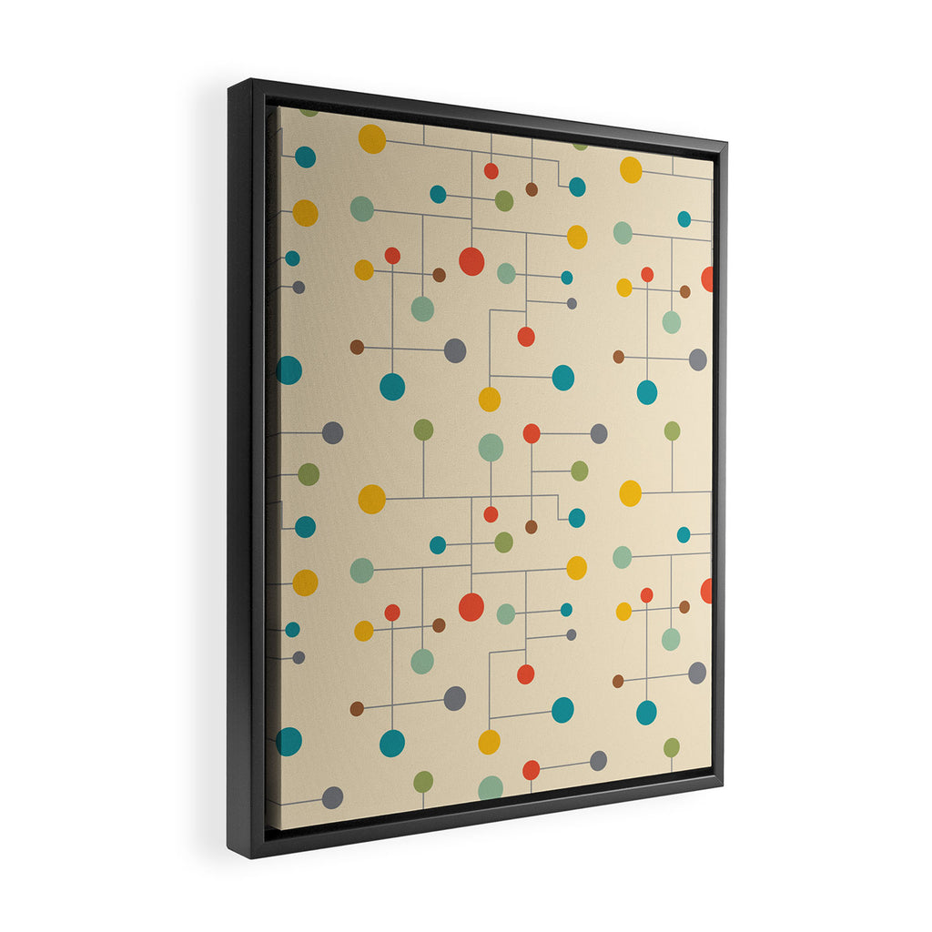 Mid-Century Dots Pattern Framed Canvas Print Gallery Image 2