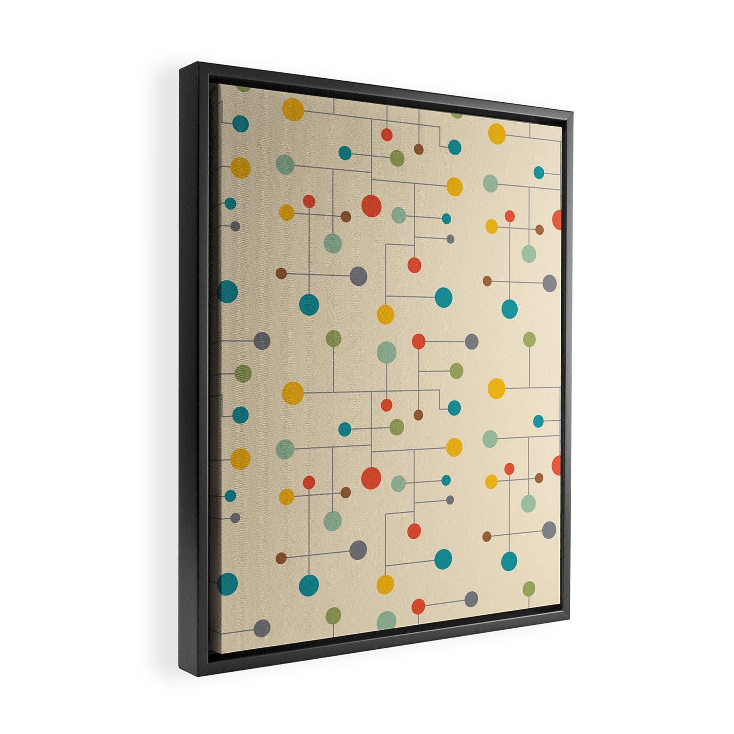 Mid-Century Dots Pattern Framed Canvas Print Gallery Image 2