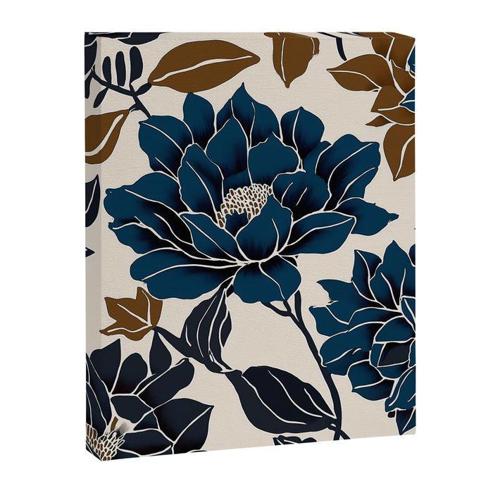 Modern Navy Floral Elegance Canvas Print Gallery Image 1