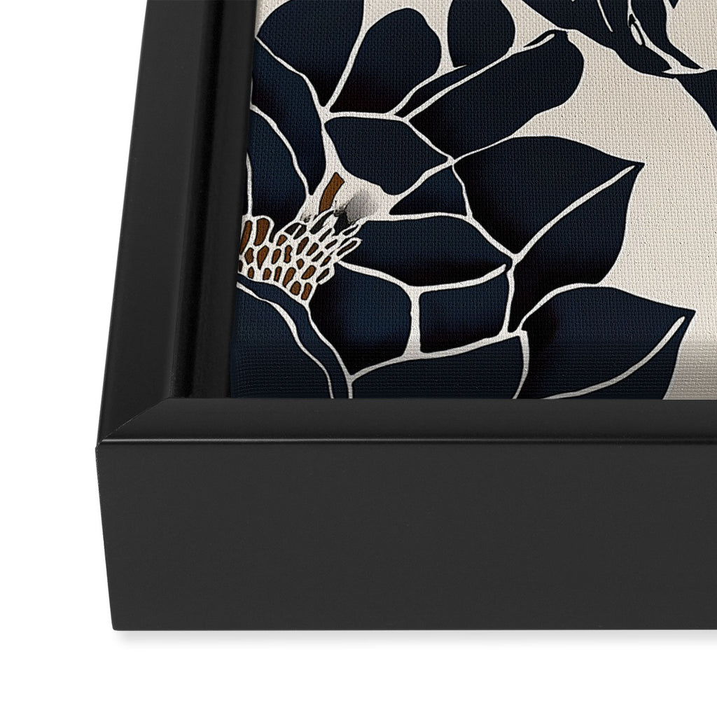 Modern Navy Floral Elegance Framed Canvas Print Gallery Image 3