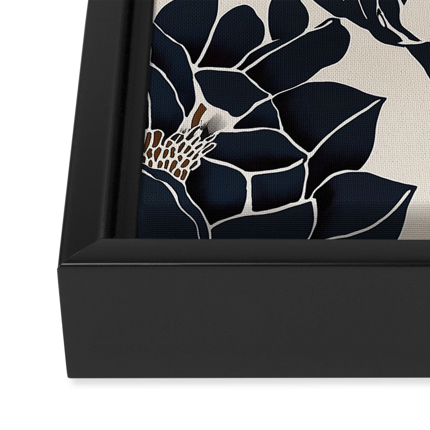 Modern Navy Floral Elegance Framed Canvas Print Gallery Image 3