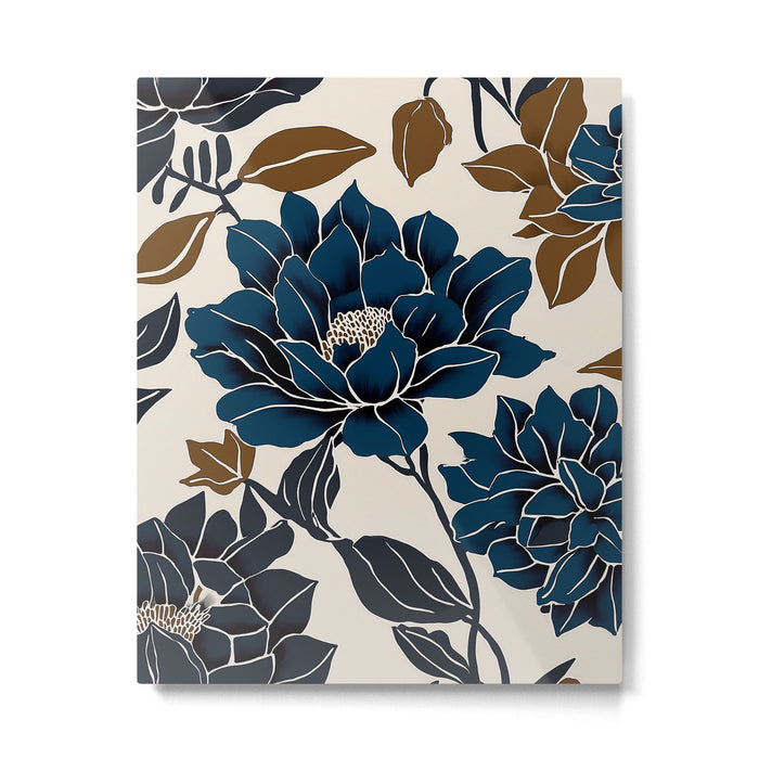 Modern Navy Floral Elegance Metal Print Gallery Image 1