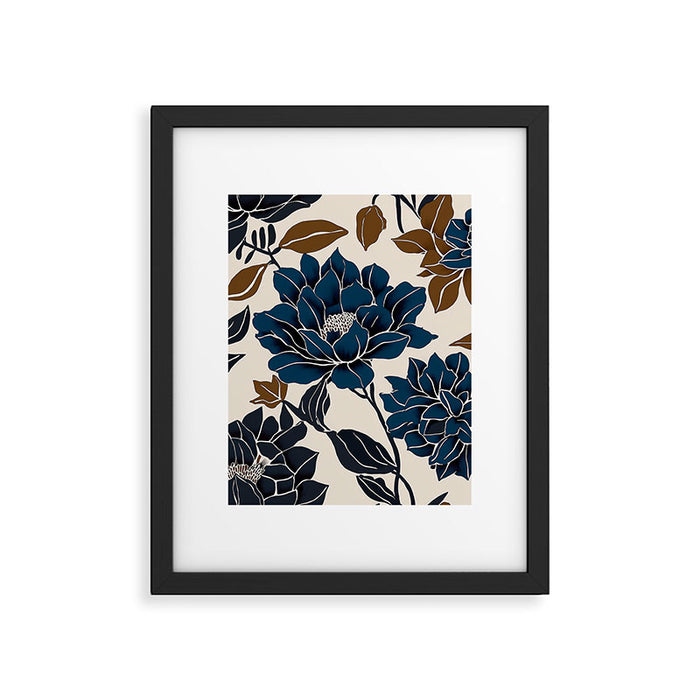 Modern Navy Floral Elegance Framed Art Print Gallery Image 1