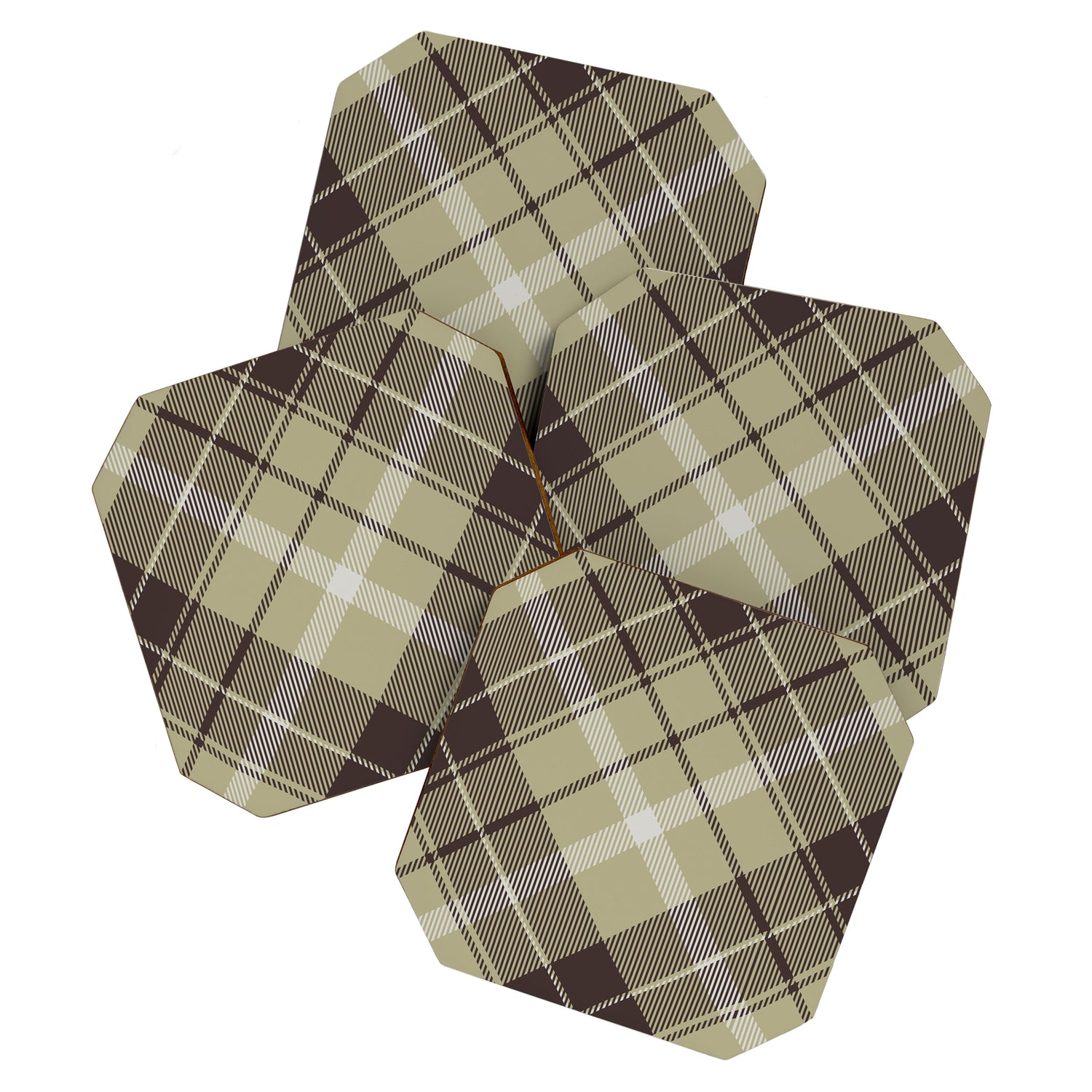 Modern Neutral Plaid Design Coaster Gallery Image 1