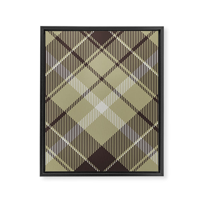 Modern Neutral Plaid Design Framed Canvas Print Gallery Image 1