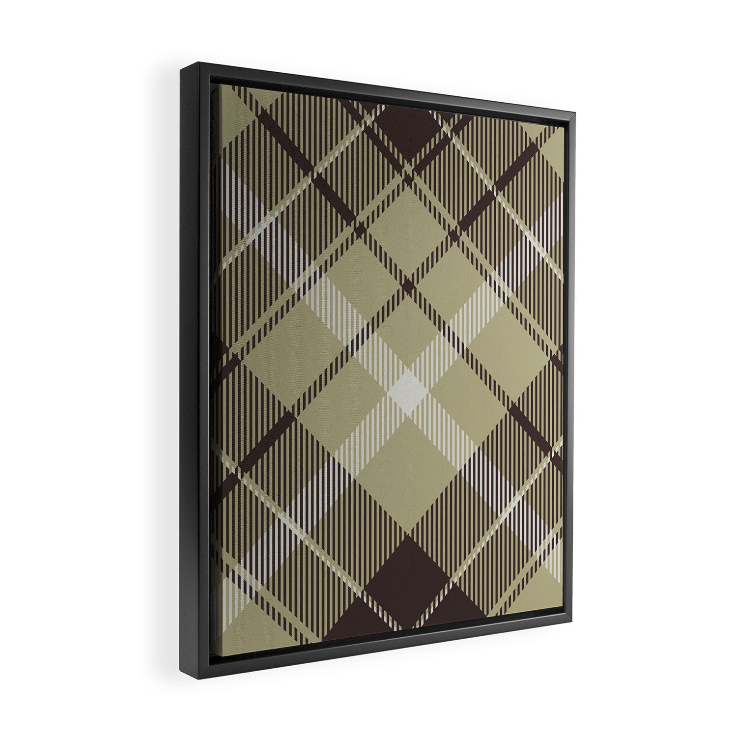 Modern Neutral Plaid Design Framed Canvas Print Gallery Image 2