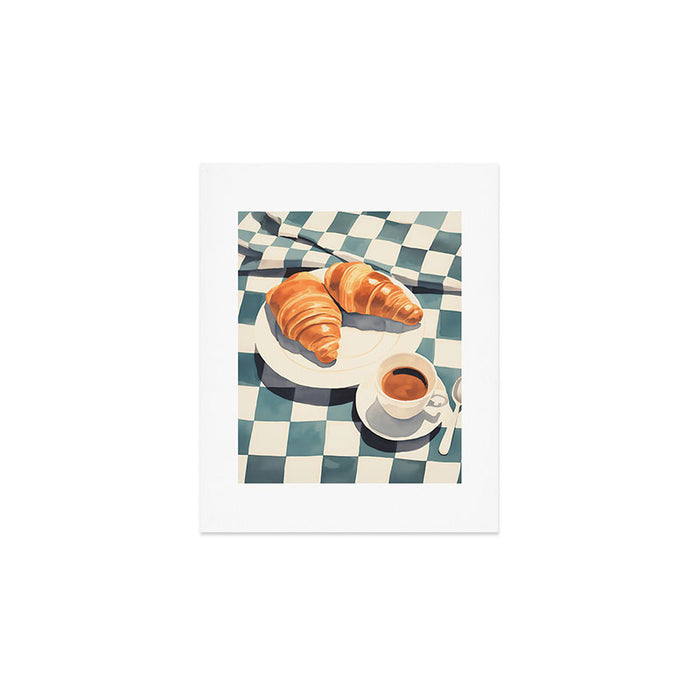 Morning Croissants and Coffee Bliss Art Print Gallery Image 1