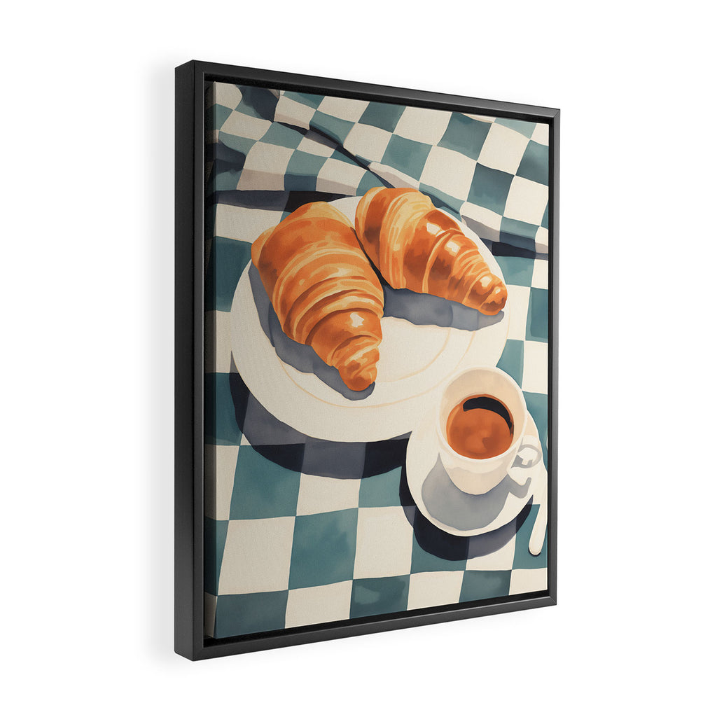 Morning Croissants and Coffee Bliss Framed Canvas Print Gallery Image 2