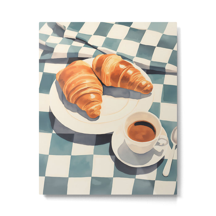 Morning Croissants and Coffee Bliss Metal Print Gallery Image 1