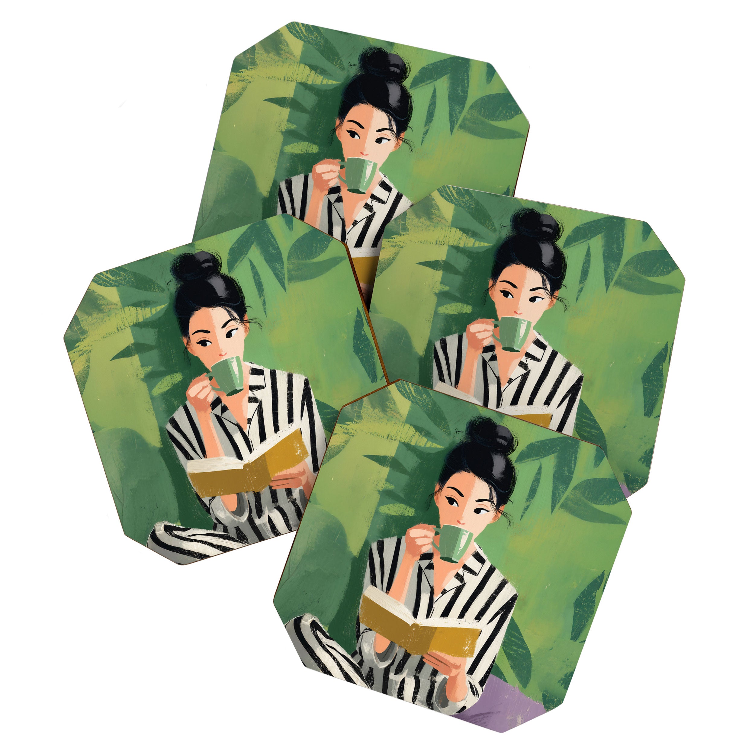 Morning Muse in Stripes Coaster Gallery Image 1