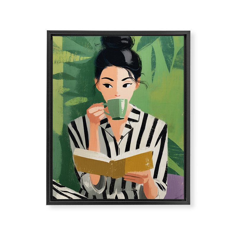 Morning Muse in Stripes Framed Canvas Print Gallery Image 6