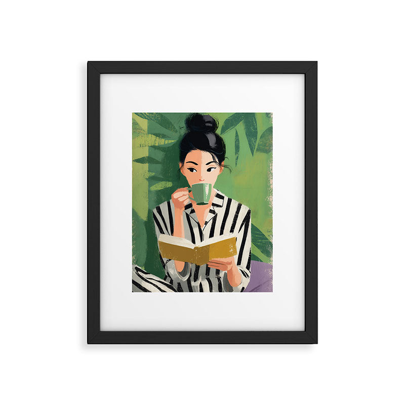 Morning Muse in Stripes Framed Art Print Gallery Image 5