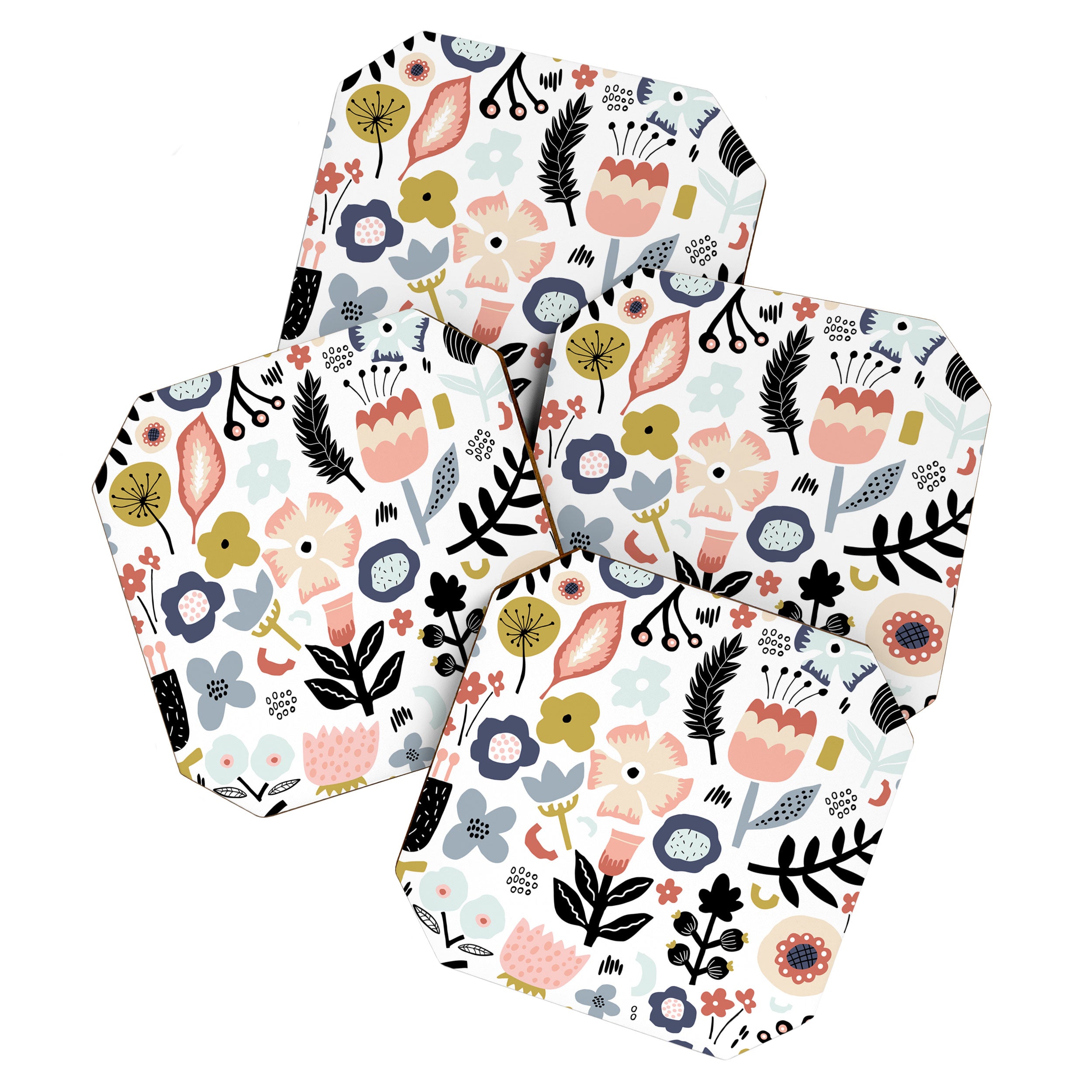 Naive Floral Scandinavian Design Coaster Gallery Image 1
