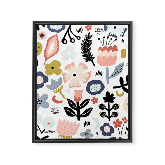 Naive Floral Scandinavian Design Framed Canvas Print Gallery Image 1