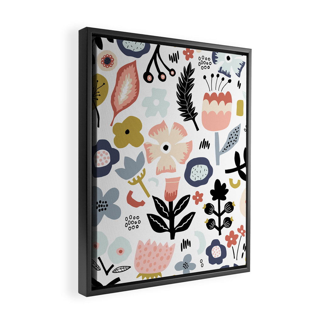 Naive Floral Scandinavian Design Framed Canvas Print Gallery Image 2