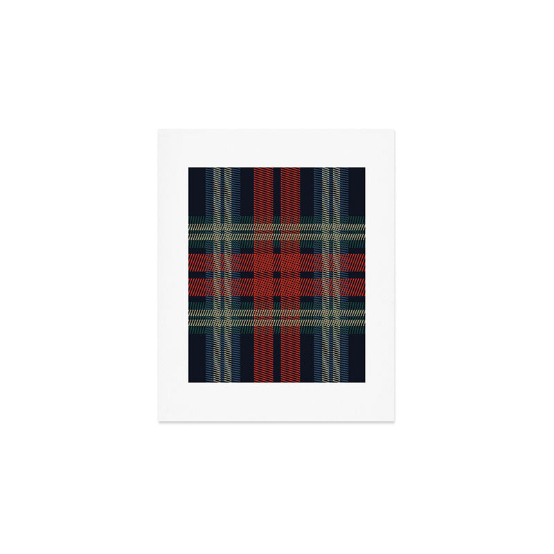 Navy Blue Red Classic Plaid Art Print Gallery Image 1