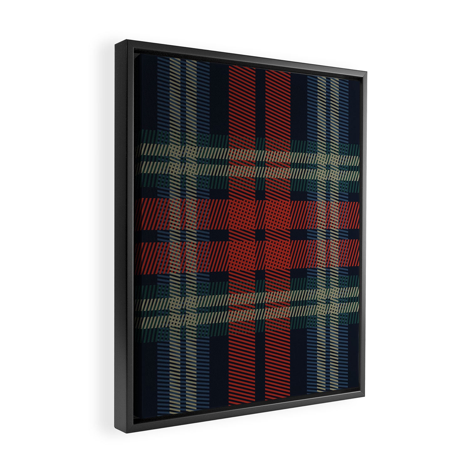Navy Blue Red Classic Plaid Framed Canvas Print Gallery Image 2