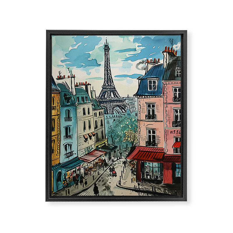 Paris Illustration Framed Canvas Print Gallery Image 8