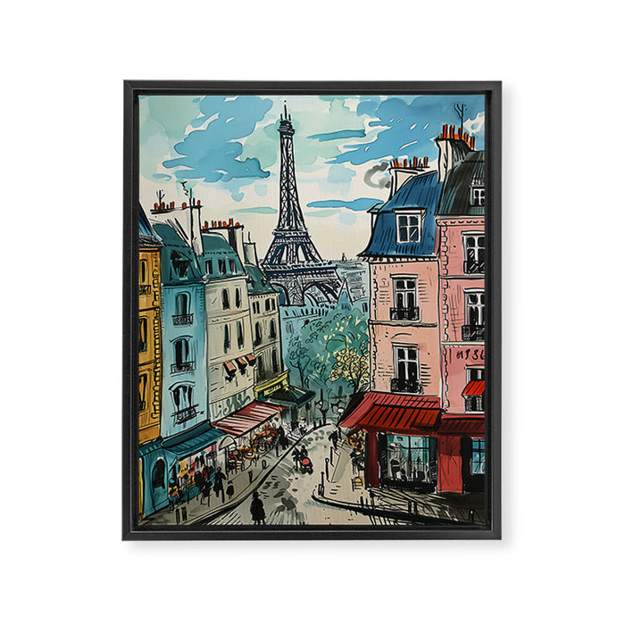 Paris Illustration Framed Canvas Print Gallery Image 1