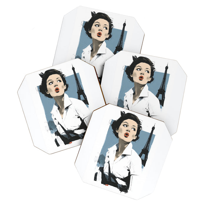 Parisian Glamour in Retro Style Coaster Gallery Image 1