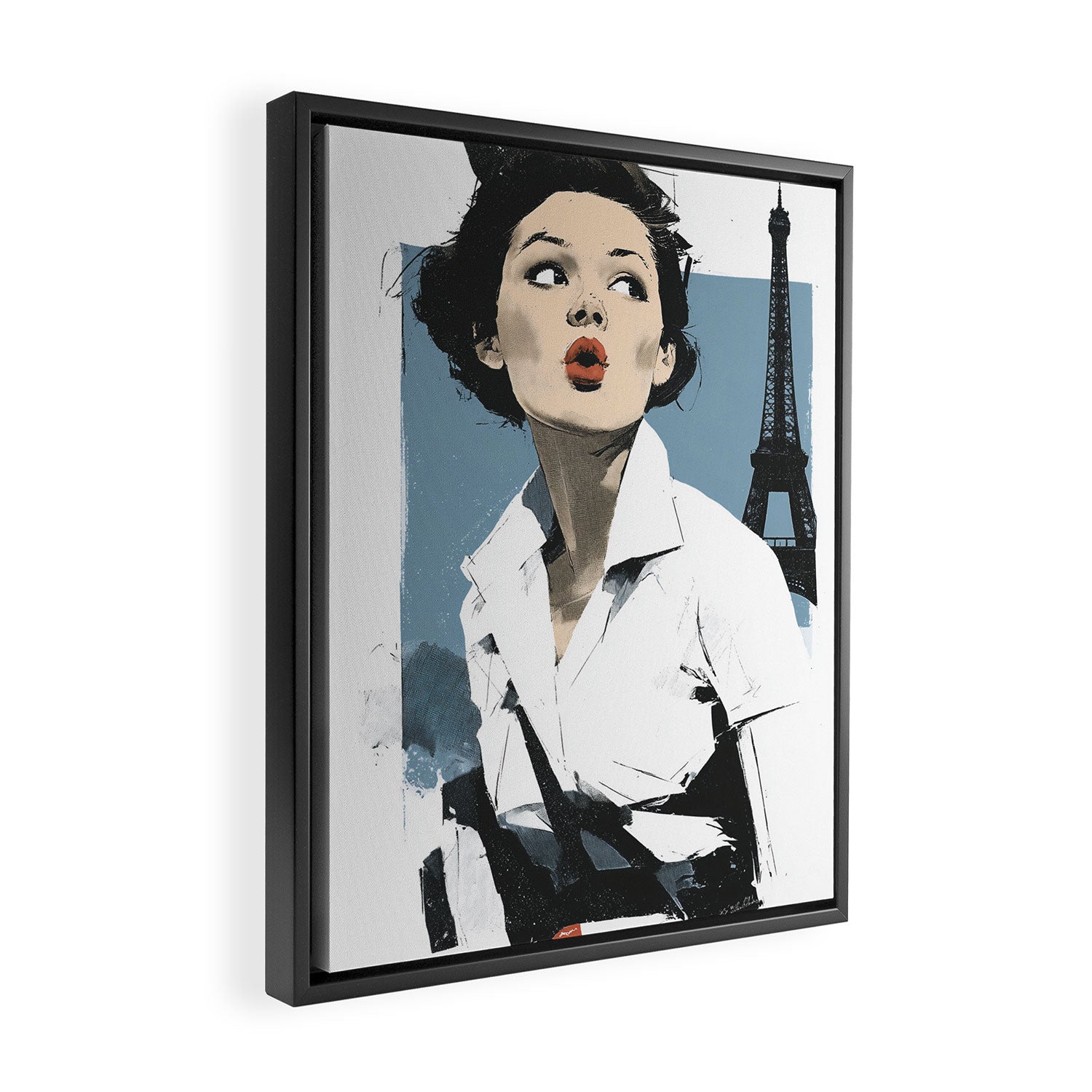 Parisian Glamour in Retro Style Framed Canvas Print Gallery Image 2