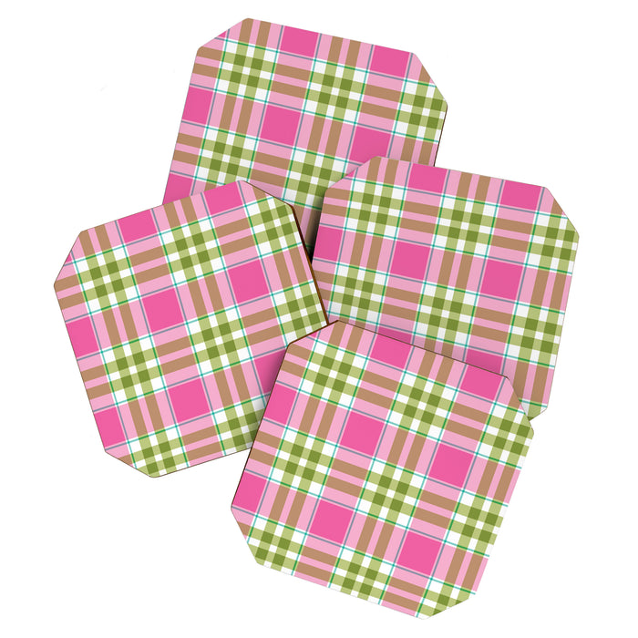 Pink Green Madras Plaid Coaster Gallery Image 1