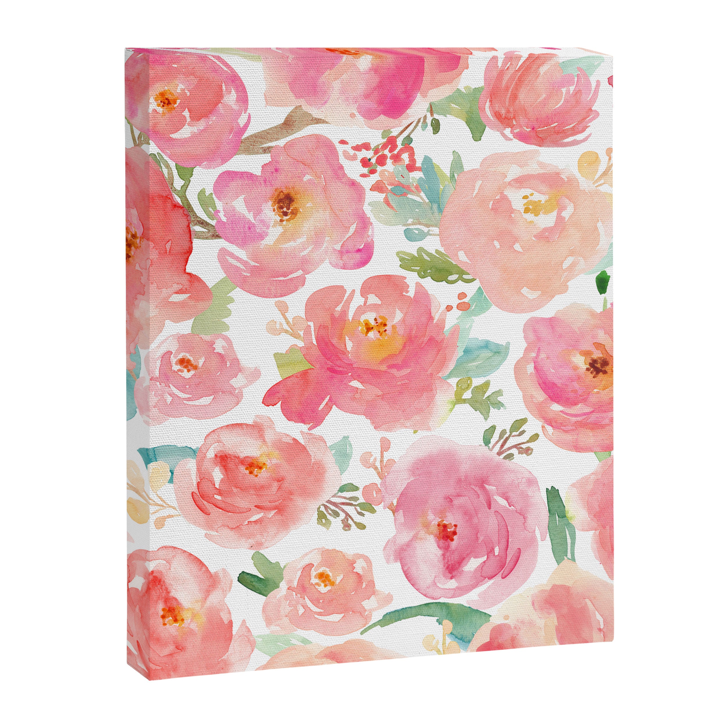 Pink Peonies Watercolor Pattern Canvas Print Gallery Image 8