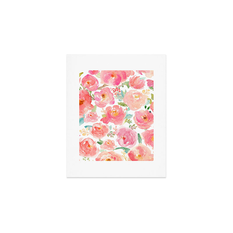 Pink Peonies Watercolor Pattern Art Print Gallery Image 1