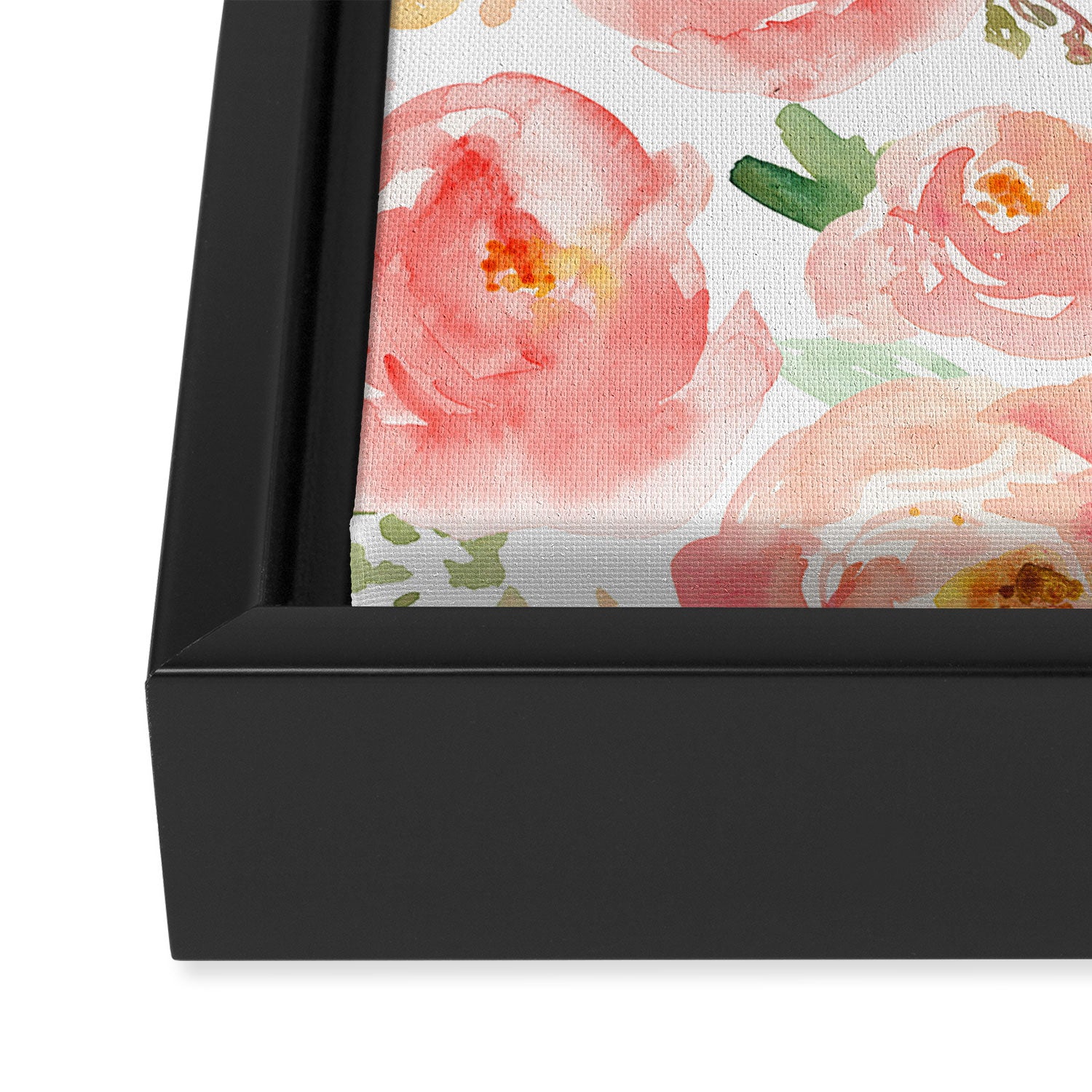 Pink Peonies Watercolor Pattern Framed Canvas Print Gallery Image 3