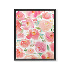 Pink Peonies Watercolor Pattern Framed Canvas Print Gallery Image 8
