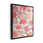 Pink Peonies Watercolor Pattern Framed Canvas Print Gallery Image 2