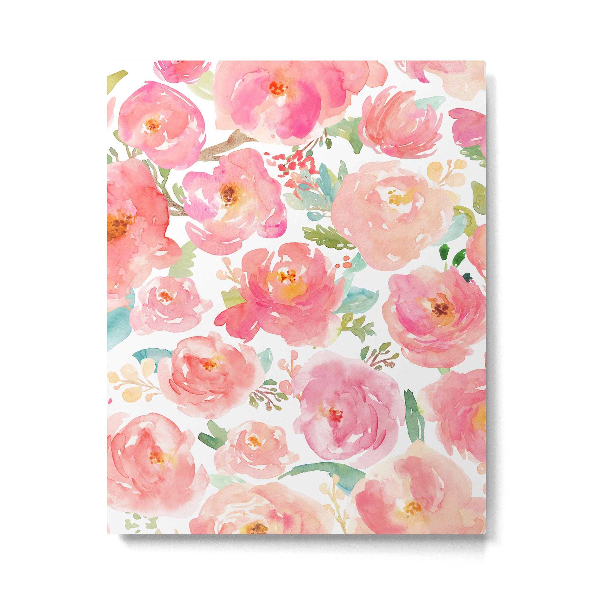 Pink Peonies Watercolor Pattern Metal Print Gallery Image 6