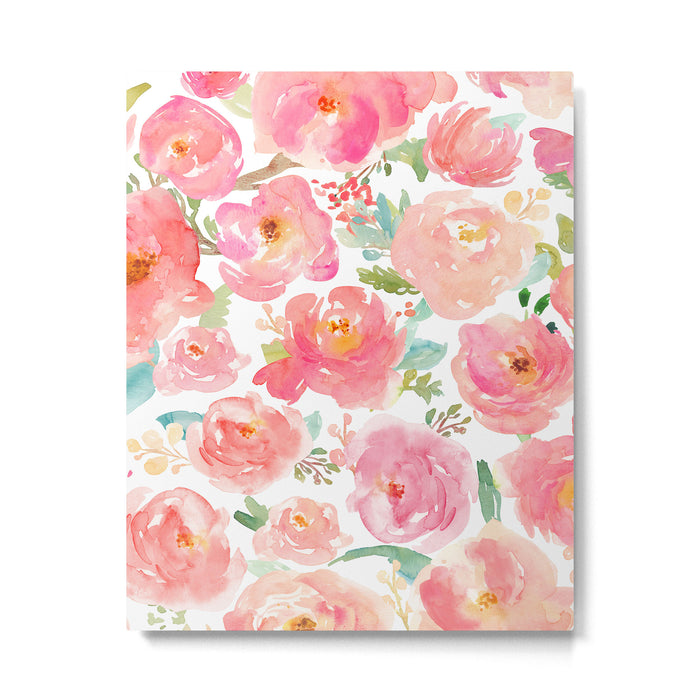 Pink Peonies Watercolor Pattern Metal Print Gallery Image 1