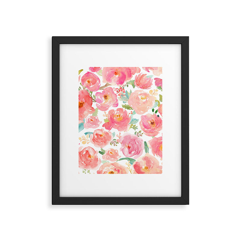 Pink Peonies Watercolor Pattern Framed Art Print Gallery Image 6