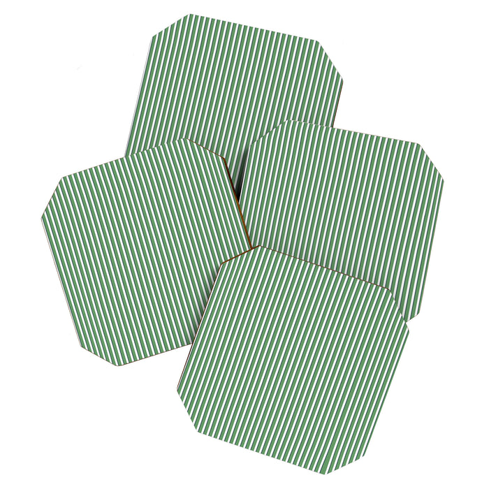 Preppy Green White Stripe Coaster Gallery Image 1